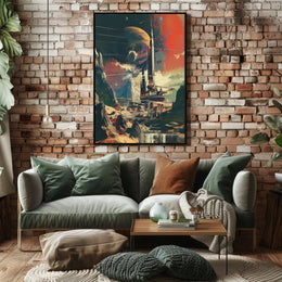 Futuristic Sci-Fi Cityscape with Extraterrestrial Backdrop Futuristic Sci-Fi Poster PosterGoat