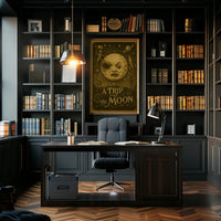 Futuristic Sci-Fi Moon Poster with Whimsical Design PosterGoat