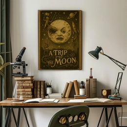 Futuristic Sci-Fi Moon Poster with Whimsical Design PosterGoat