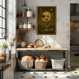 Futuristic Sci-Fi Moon Poster with Whimsical Design PosterGoat