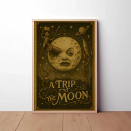Futuristic Sci-Fi Moon Poster with Whimsical Design PosterGoat