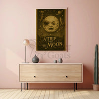 Futuristic Sci-Fi Moon Poster with Whimsical Design PosterGoat