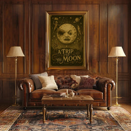 Futuristic Sci-Fi Moon Poster with Whimsical Design PosterGoat