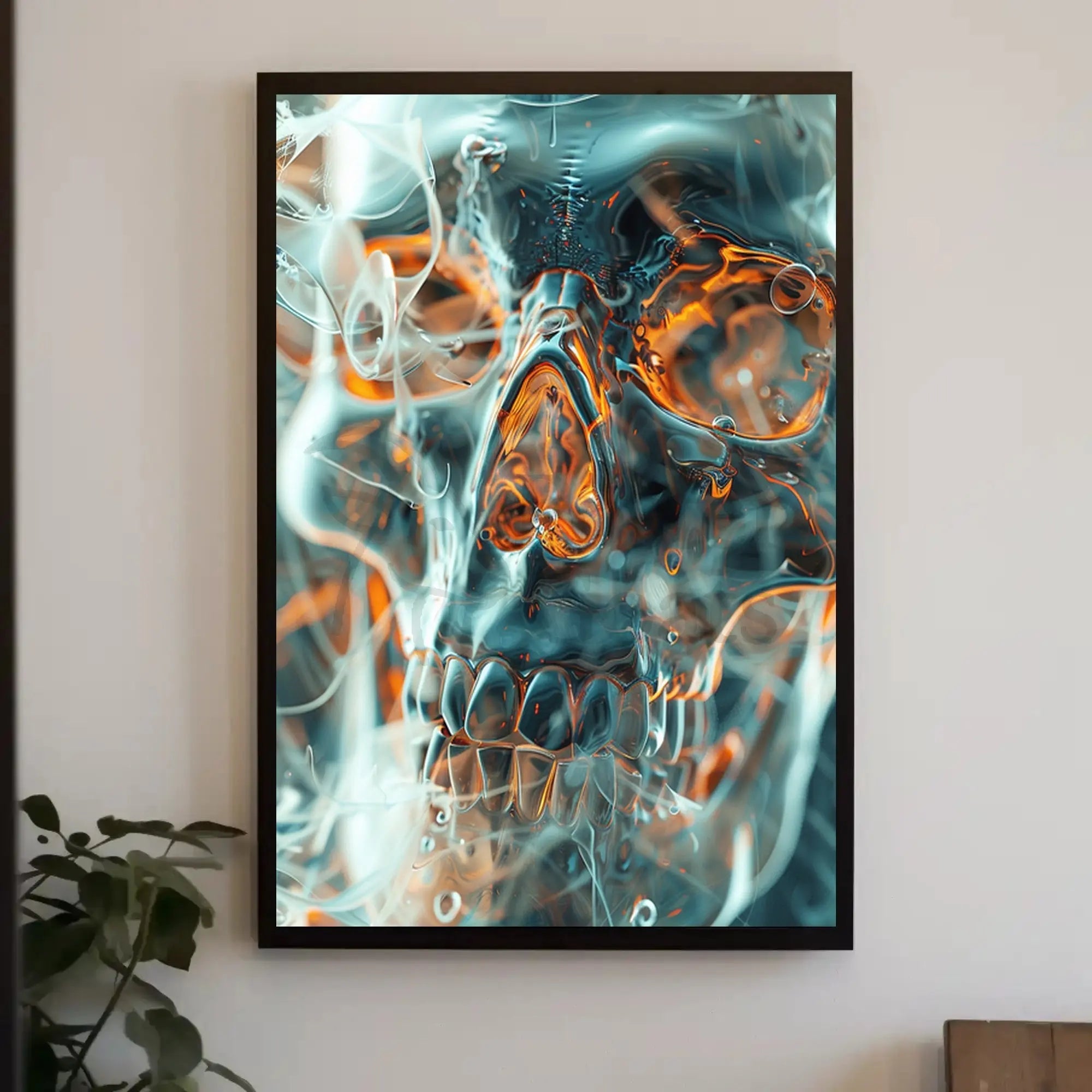 Futuristic Skull Art for Abstract, Artistic Poster PosterGoat