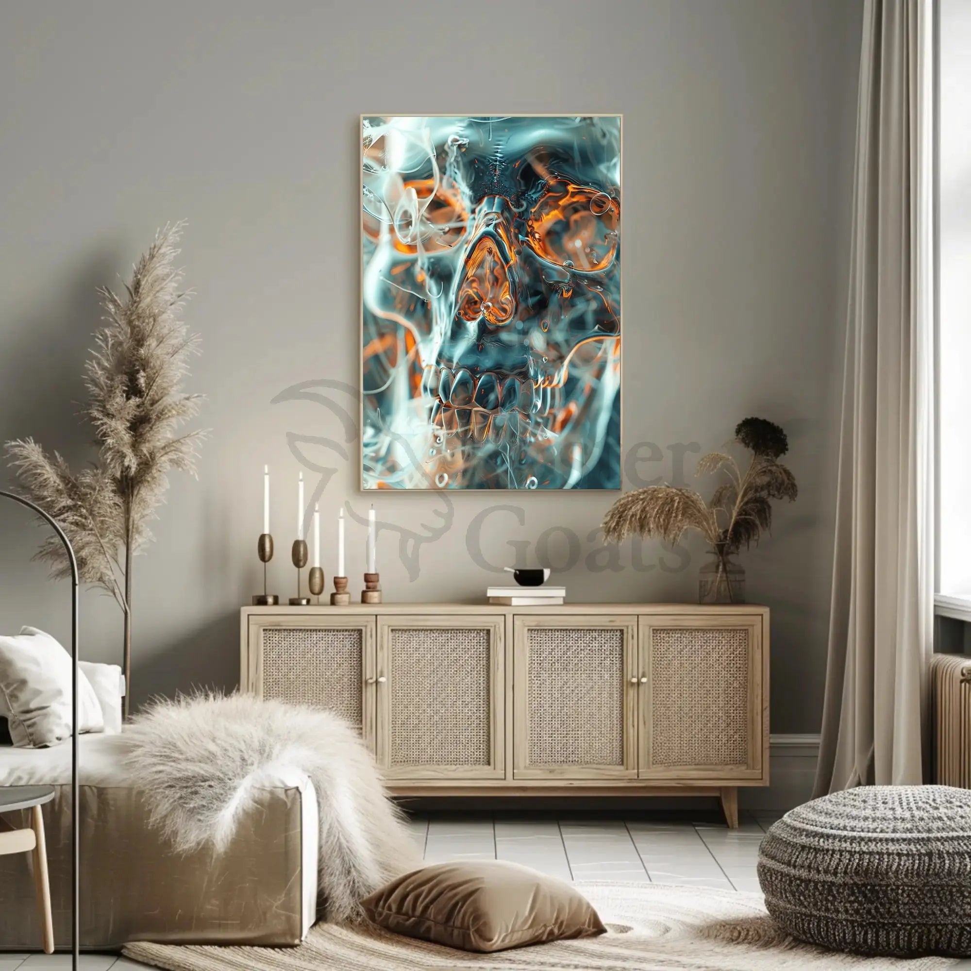 Futuristic Skull Art for Abstract, Artistic Poster PosterGoat