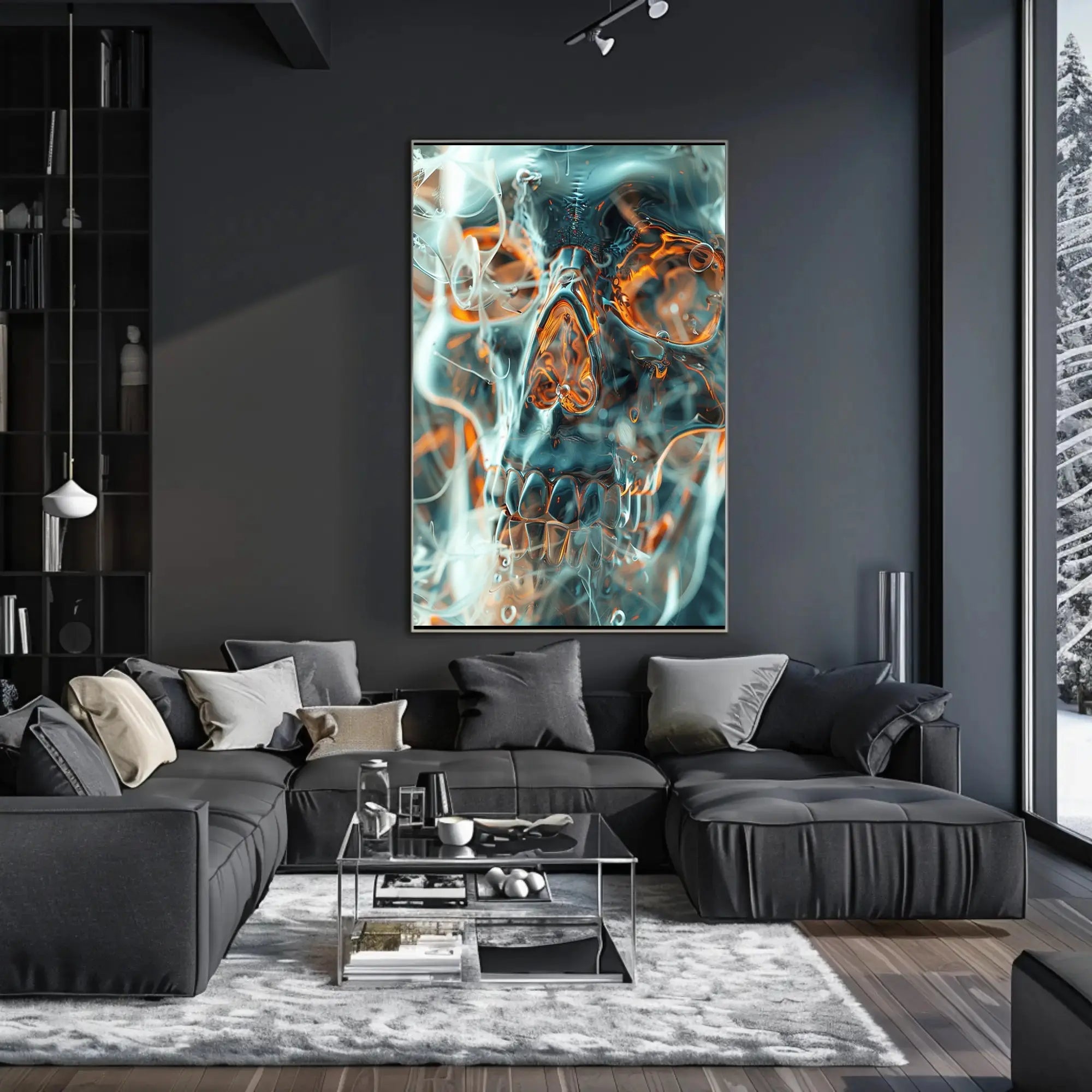 Futuristic Skull Art for Abstract, Artistic Poster PosterGoat