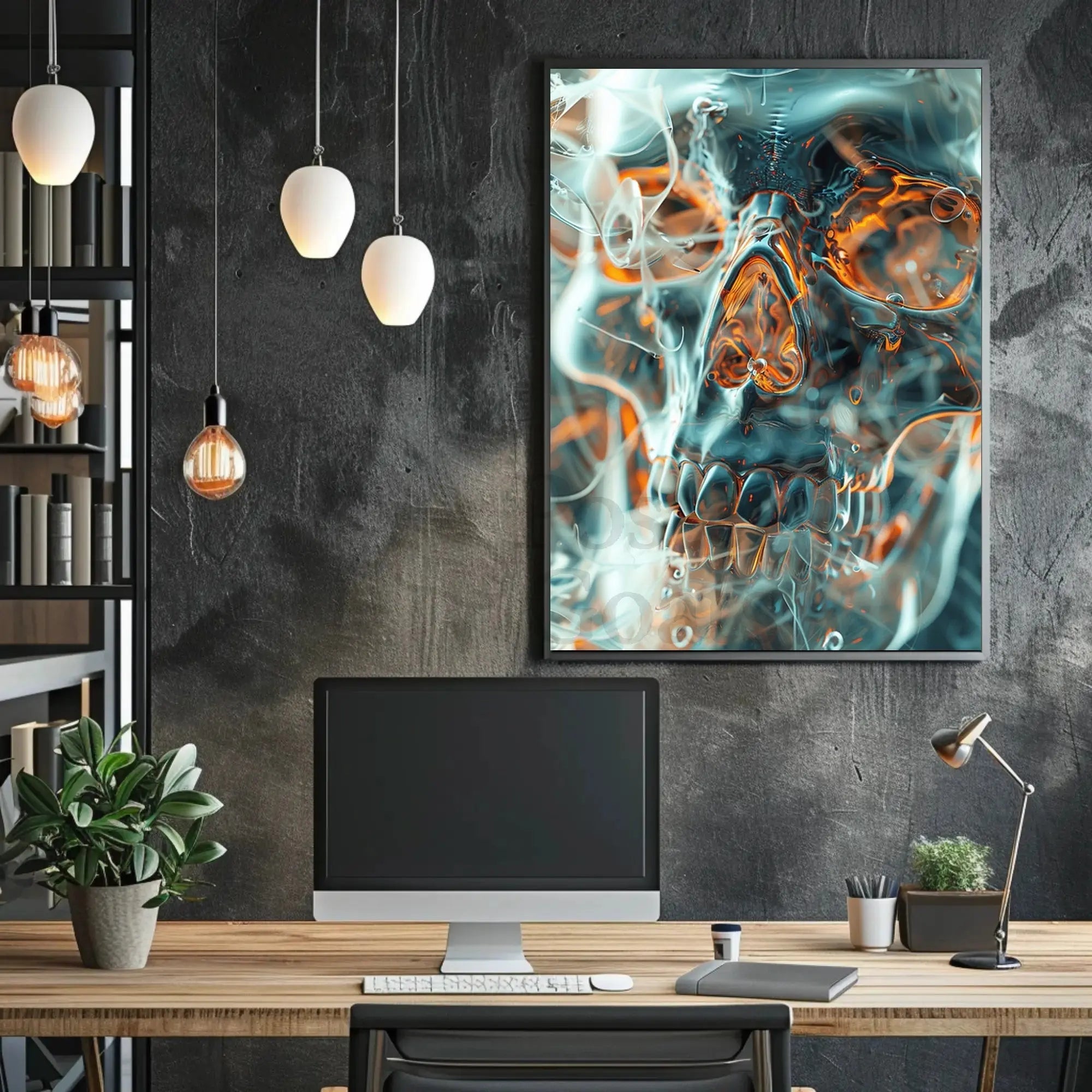 Futuristic Skull Art for Abstract, Artistic Poster PosterGoat