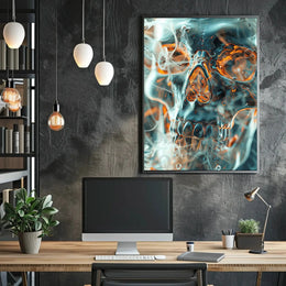 Futuristic Skull Art for Abstract, Artistic Poster PosterGoat
