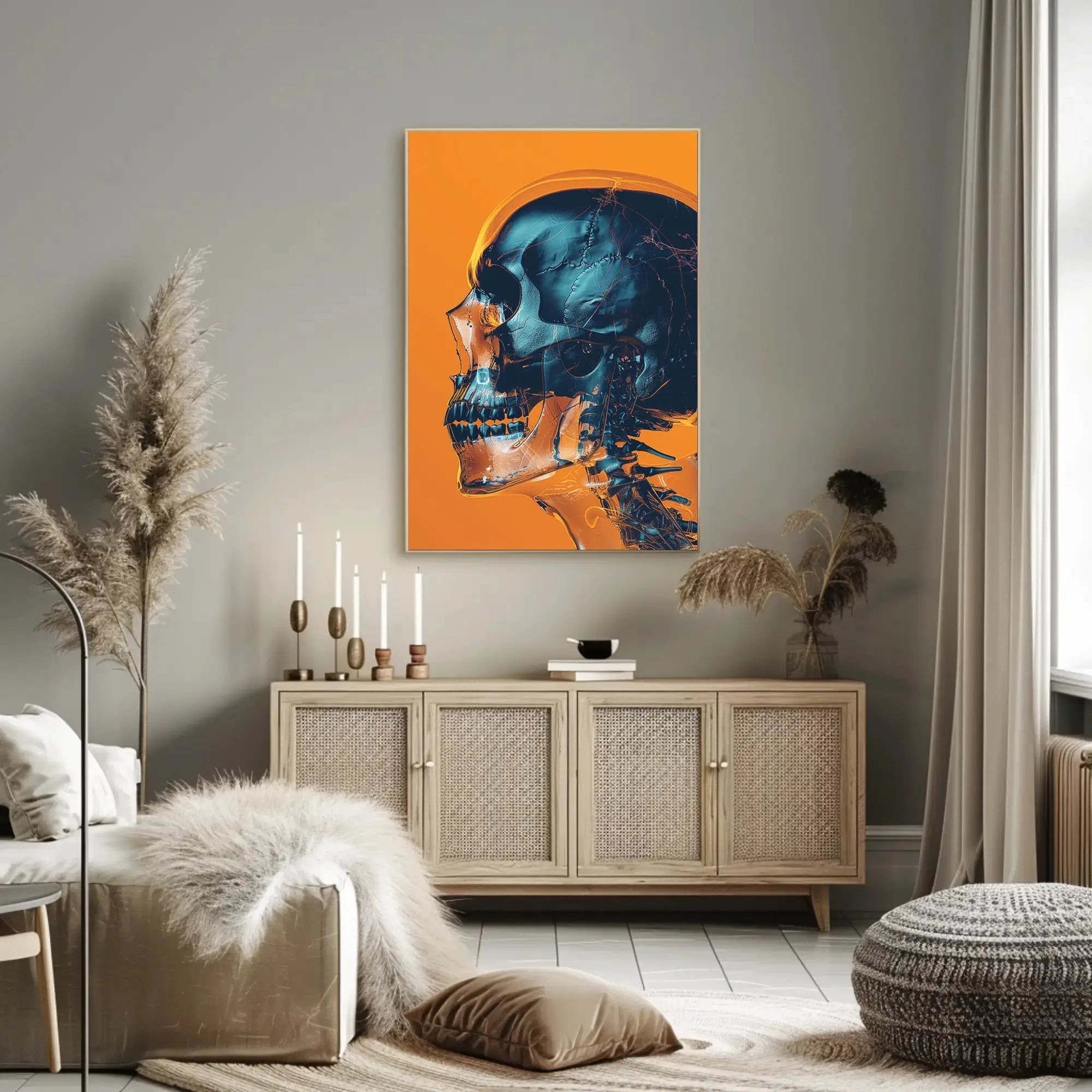 Futuristic Skull Circuitry Art Poster PosterGoat