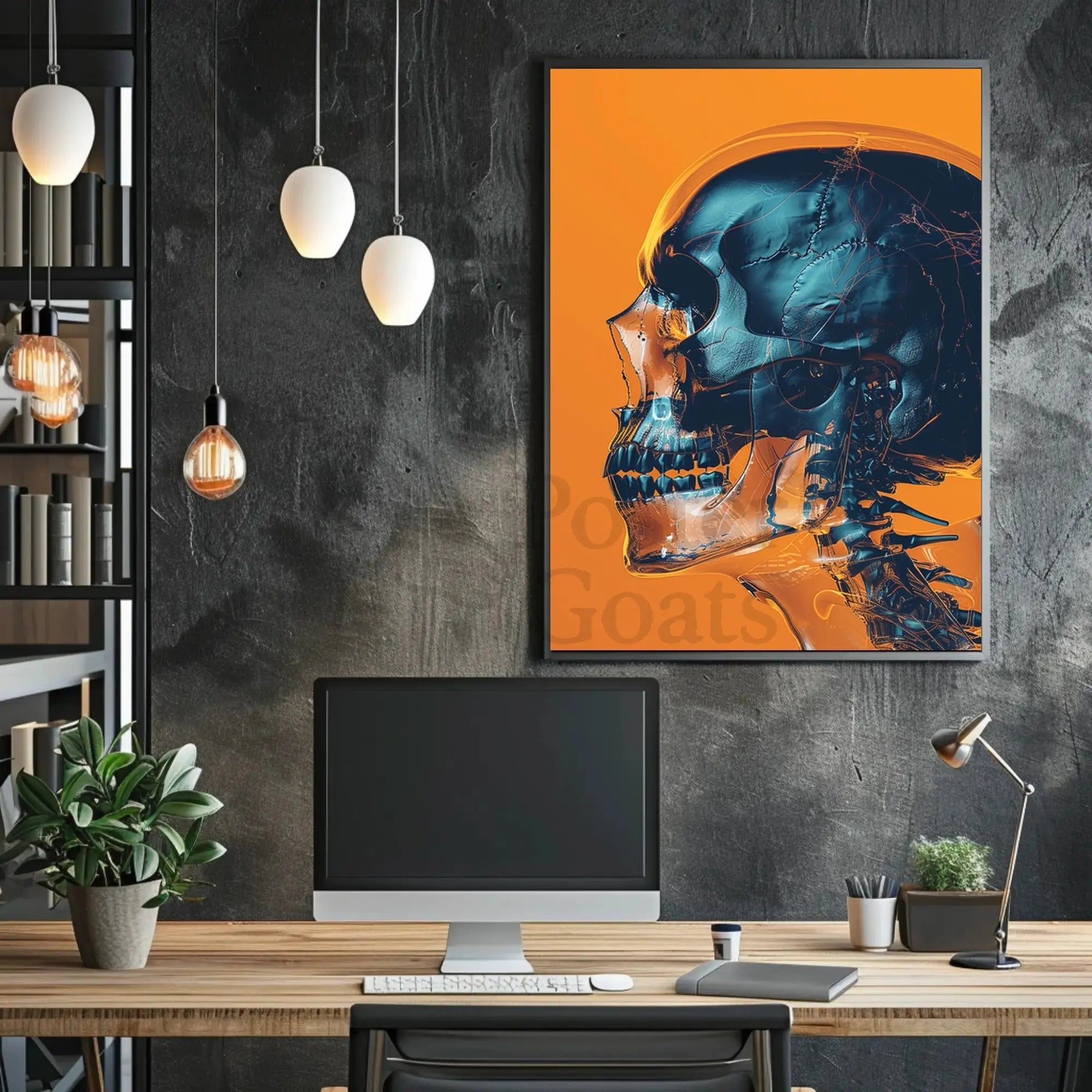Futuristic Skull Circuitry Art Poster PosterGoat