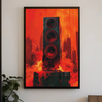 Futuristic Soundscape Poster Featuring Dynamic Speaker Art PosterGoat