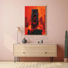 Futuristic Soundscape Poster Featuring Dynamic Speaker Art PosterGoat