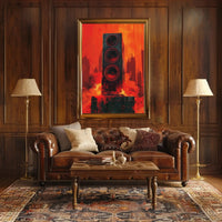 Futuristic Soundscape Poster Featuring Dynamic Speaker Art PosterGoat