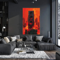 Futuristic Soundscape Poster Featuring Dynamic Speaker Art PosterGoat
