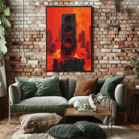 Futuristic Soundscape Poster Featuring Dynamic Speaker Art PosterGoat