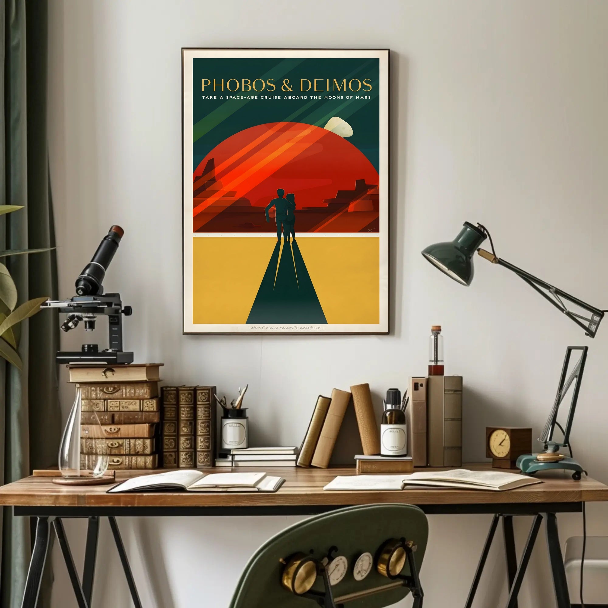 Futuristic Space-Age Cruise Mars Moons Futuristic Sci-Fi Poster PosterGoat