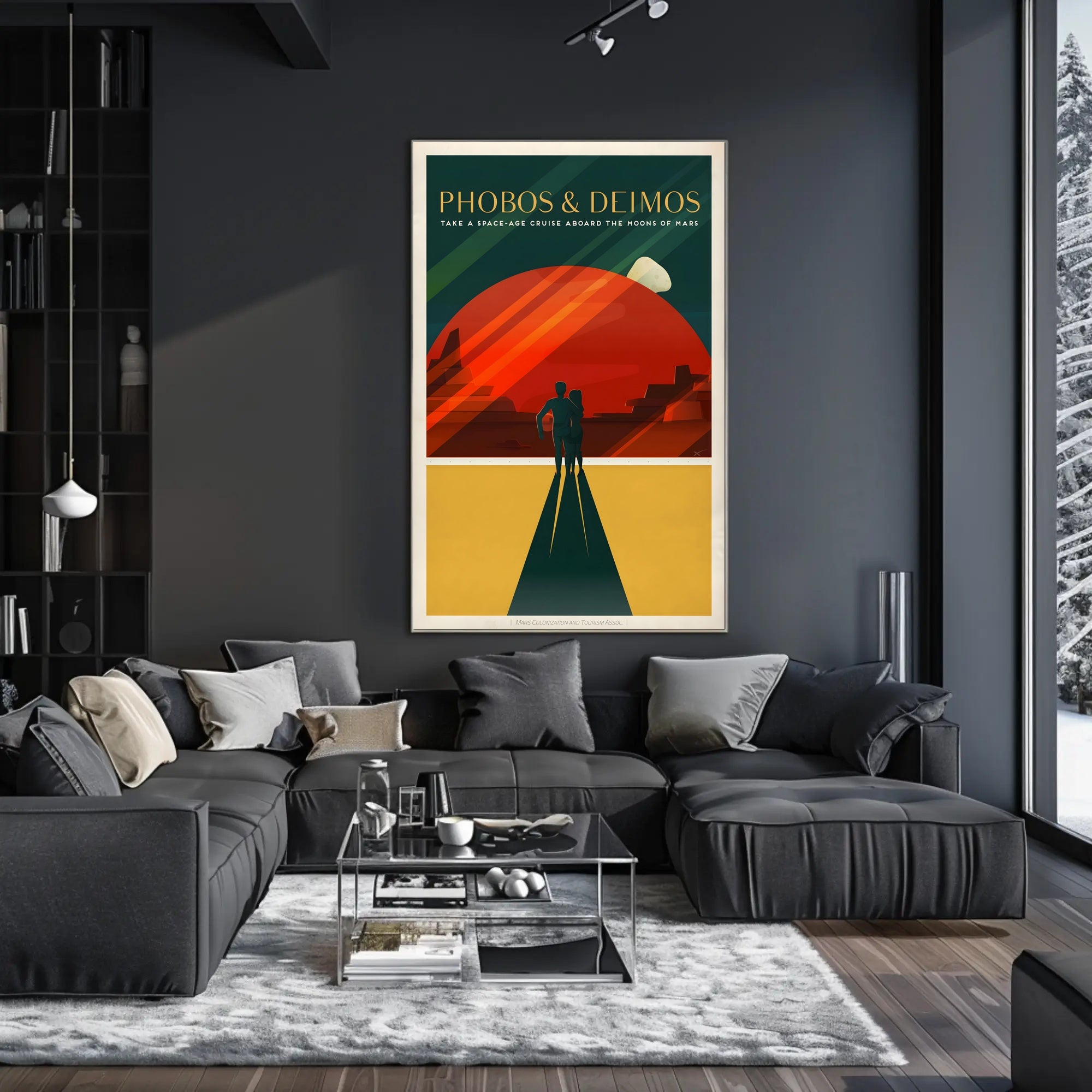 Futuristic Space-Age Cruise Mars Moons Futuristic Sci-Fi Poster PosterGoat