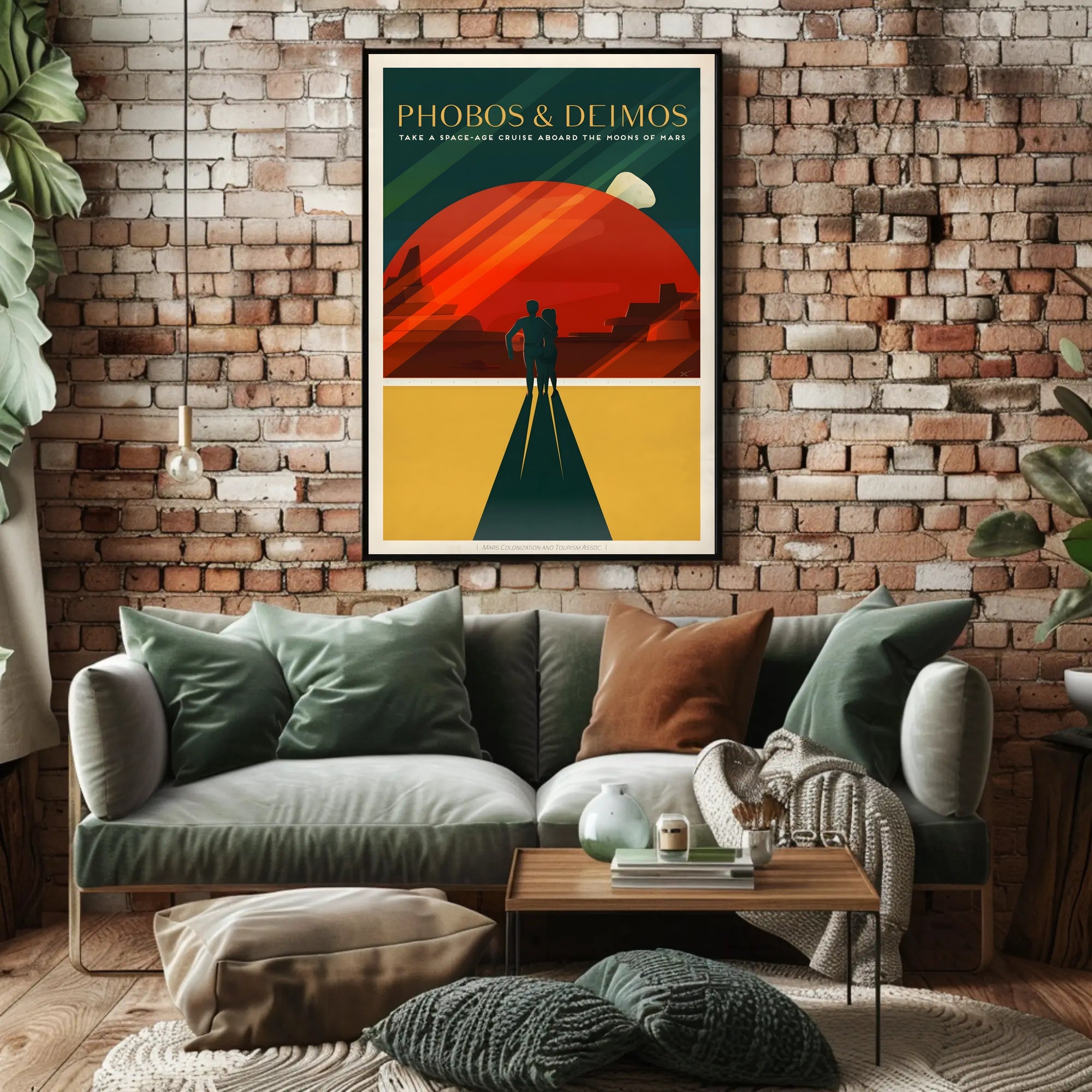 Futuristic Space-Age Cruise Mars Moons Futuristic Sci-Fi Poster PosterGoat