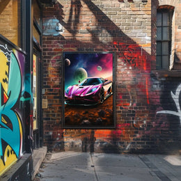 Futuristic Sports Car Outer Space Sci-Fi Poster PosterGoat