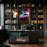 Futuristic Sports Car Outer Space Sci-Fi Poster PosterGoat