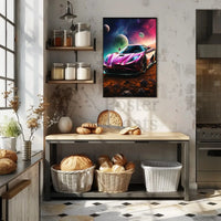 Futuristic Sports Car Outer Space Sci-Fi Poster PosterGoat