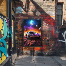 Futuristic Sports Car in Cosmic Sci-Fi Poster PosterGoat