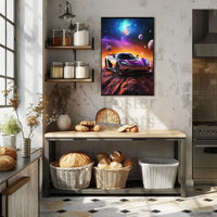 Futuristic Sports Car in Cosmic Sci-Fi Poster PosterGoat