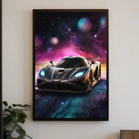 Futuristic Sports Car in Cosmic Space Futuristic Sci-Fi Poster PosterGoat