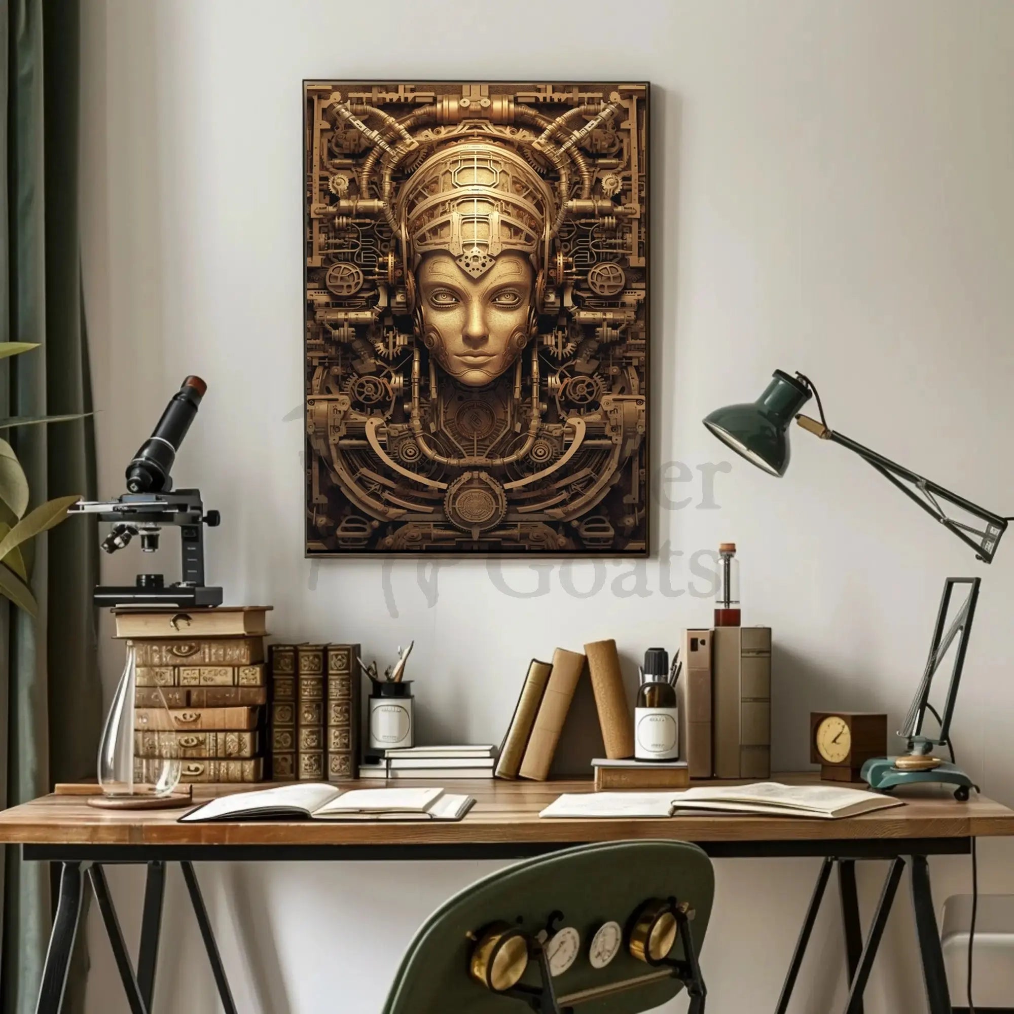 Futuristic Steampunk AI Fusion Art Sci-Fi Poster PosterGoat
