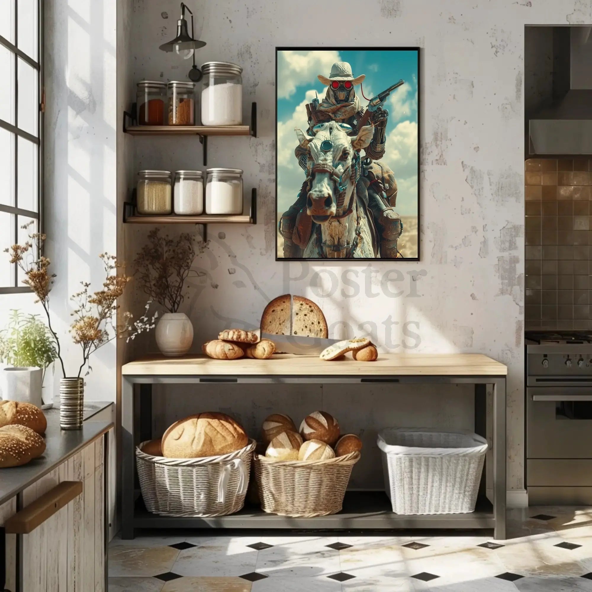 Futuristic Steampunk Cowboy Adventure Futuristic Sci-Fi Poster PosterGoat