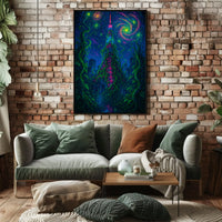 Futuristic Tower in Nature's Embrace Sci-Fi Poster PosterGoat