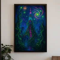 Futuristic Tower in Nature's Embrace Sci-Fi Poster PosterGoat
