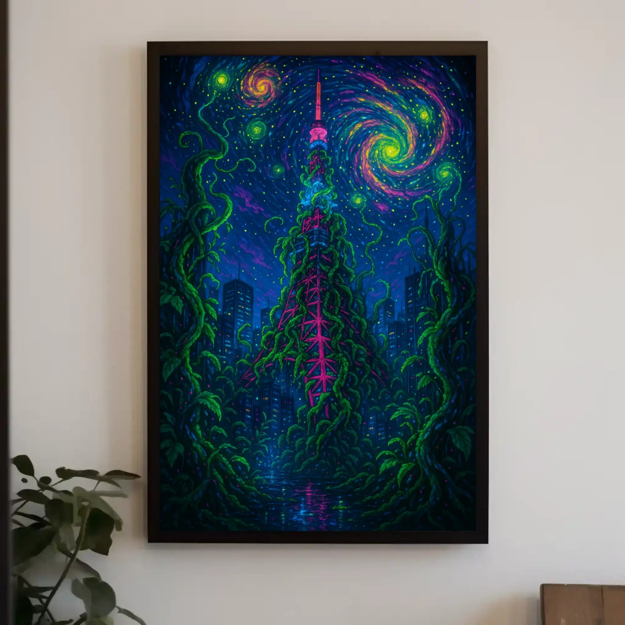 Futuristic Tower in Nature's Embrace Sci-Fi Poster PosterGoat