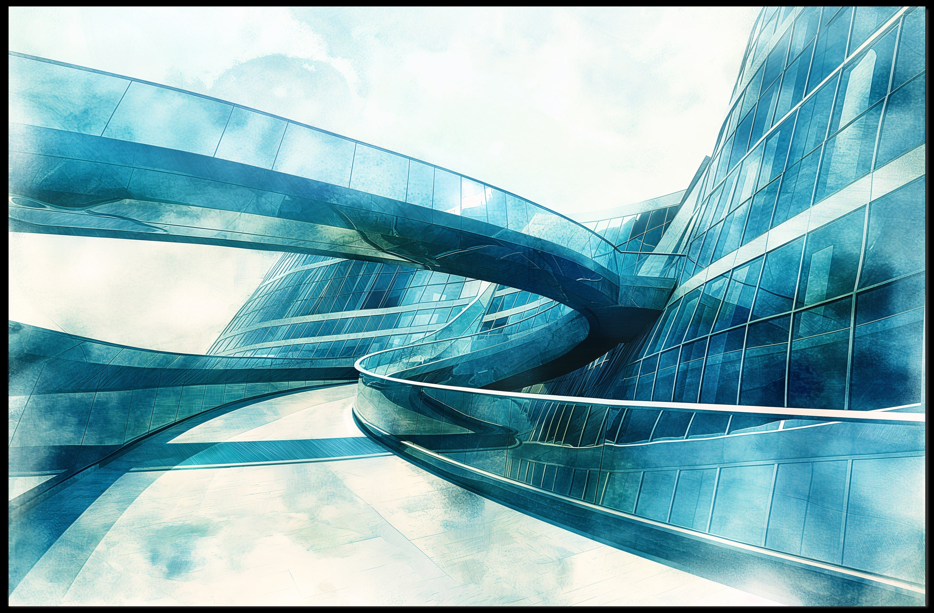 Futuristic Urban Architecture Visionary Urban or Cityscape Poster PosterGoat