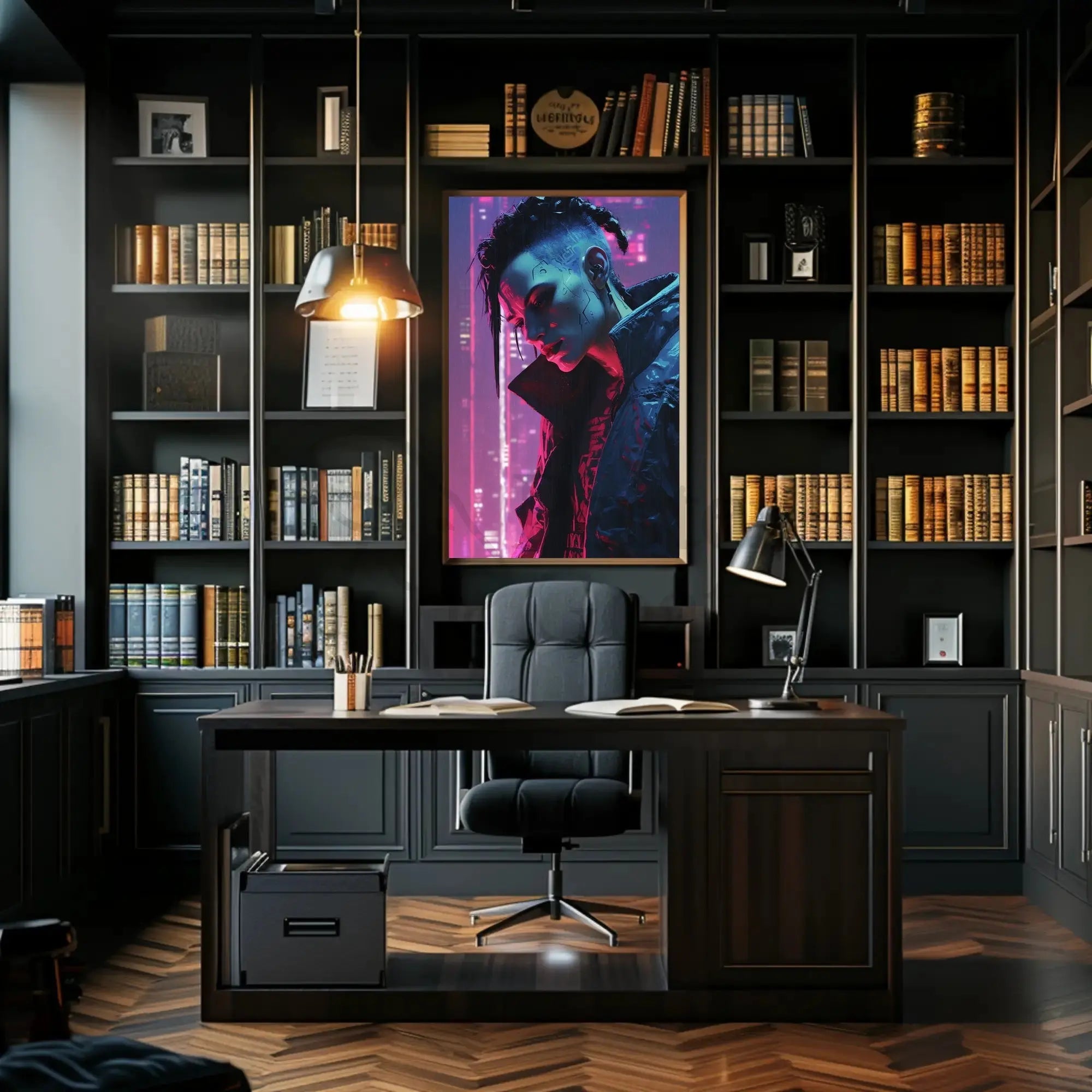 Futuristic Urban Cyberpunk Character Art Futuristic Sci-Fi Poster PosterGoat