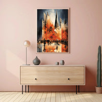 Futuristic Urban Geometry in Motion Artistic Poster PosterGoat