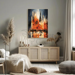 Futuristic Urban Geometry in Motion Artistic Poster PosterGoat