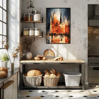 Futuristic Urban Geometry in Motion Artistic Poster PosterGoat
