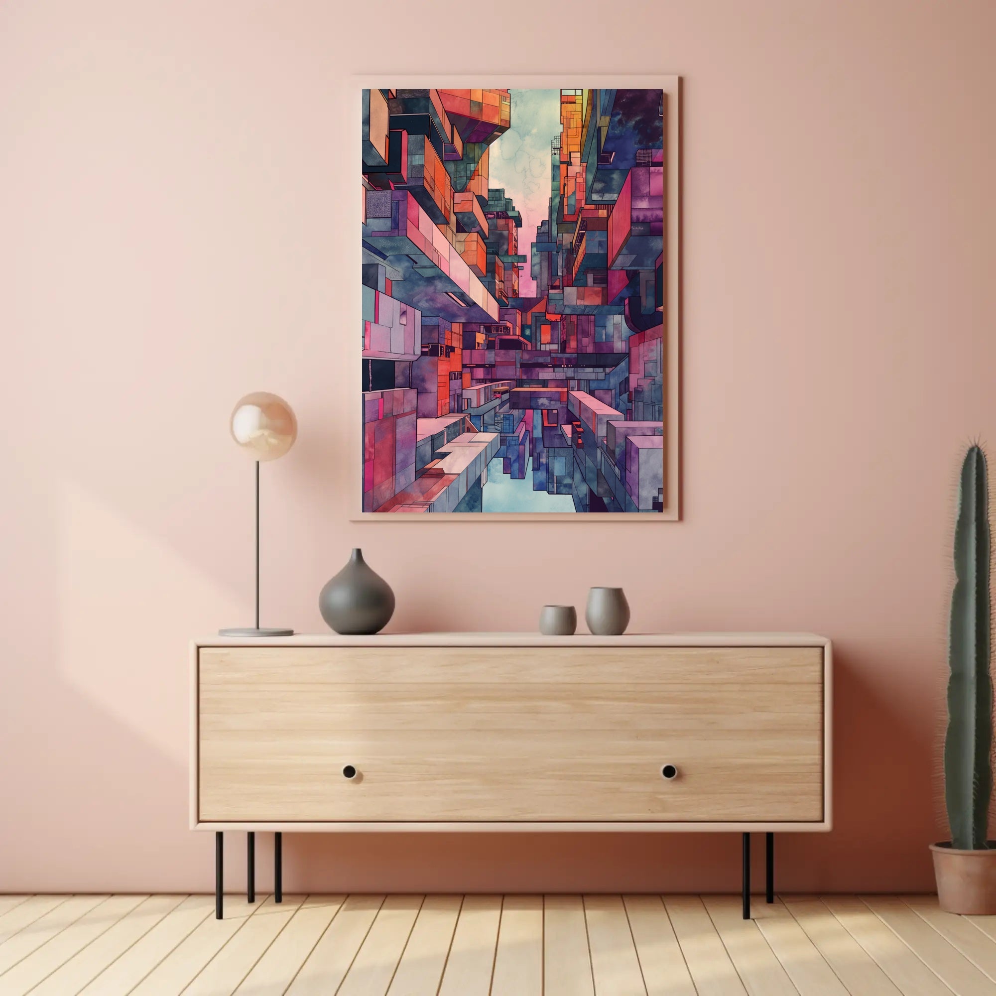 Futuristic Urban Metropolis Abstract Artistic Poster PosterGoat