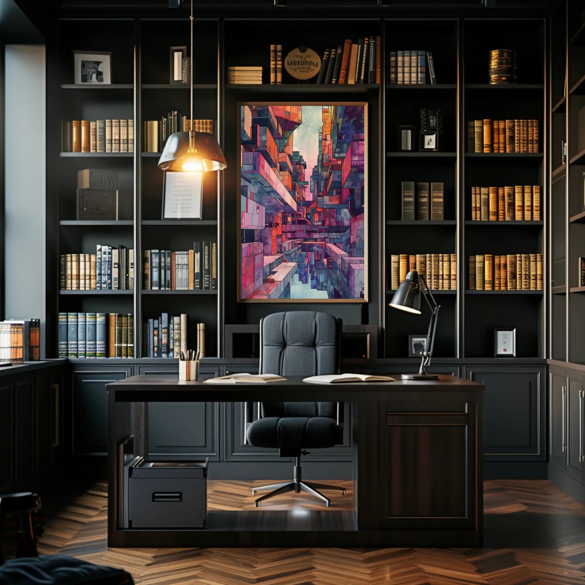 Futuristic Urban Metropolis Abstract Artistic Poster PosterGoat
