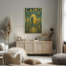 Futuristic Vision of Cairo: Retro-Futuristic Sci-Fi Poster PosterGoat