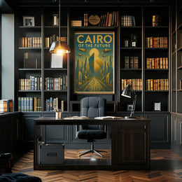 Futuristic Vision of Cairo: Retro-Futuristic Sci-Fi Poster PosterGoat