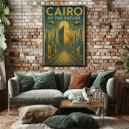 Futuristic Vision of Cairo: Retro-Futuristic Sci-Fi Poster PosterGoat