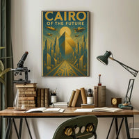 Futuristic Vision of Cairo: Retro-Futuristic Sci-Fi Poster PosterGoat