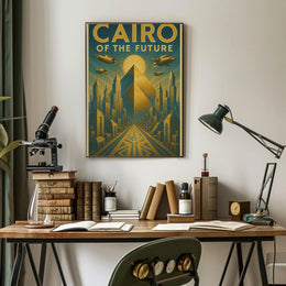 Futuristic Vision of Cairo: Retro-Futuristic Sci-Fi Poster PosterGoat