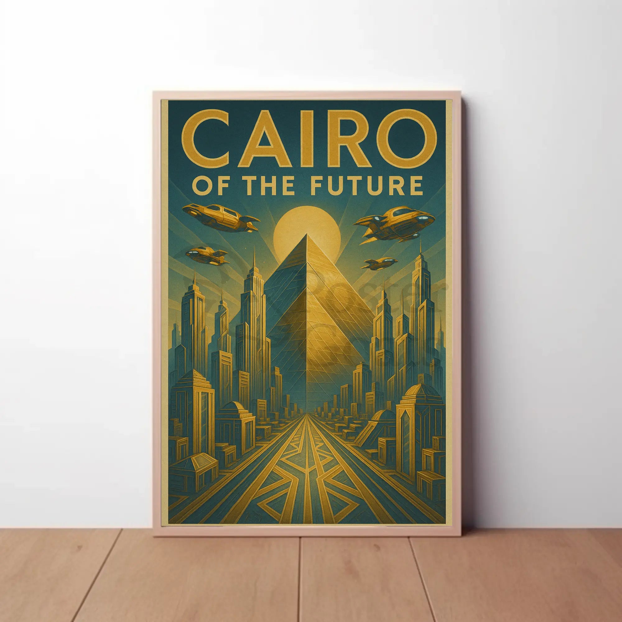 Futuristic Vision of Cairo: Retro-Futuristic Sci-Fi Poster PosterGoat