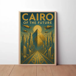 Futuristic Vision of Cairo: Retro-Futuristic Sci-Fi Poster PosterGoat