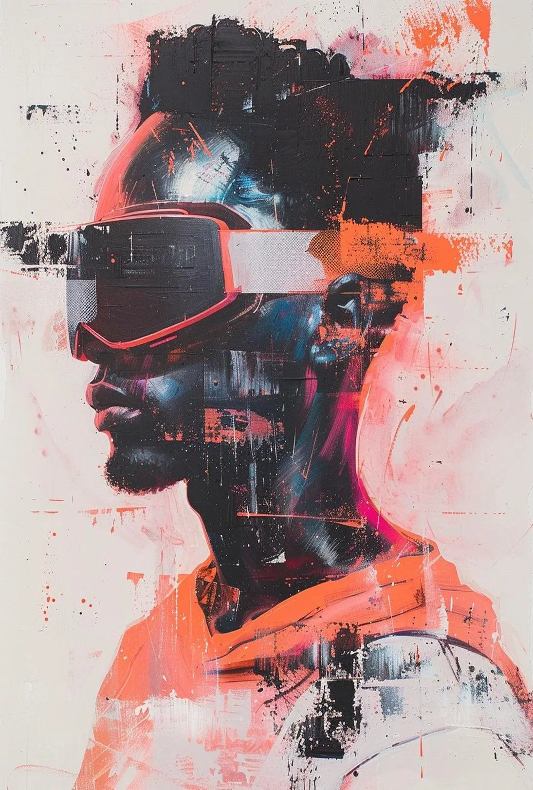 Futuristic Visionary with VR Goggles Sci-Fi Poster PosterGoat