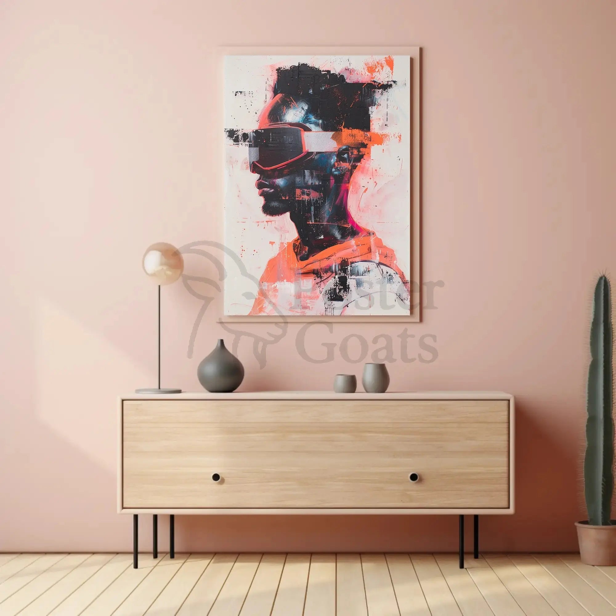 Futuristic Visionary with VR Goggles Sci-Fi Poster PosterGoat