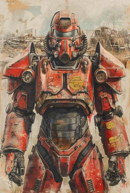 Futuristic Warrior in Industrial Setting Sci-Fi Poster PosterGoat